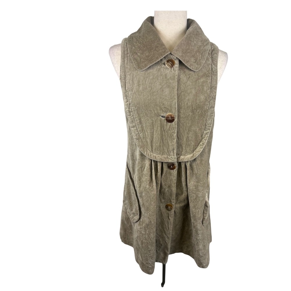 Plenty by Tracy Reese Velvet‎ Button Taupe Beige Tunic Boho Dress Size 8
